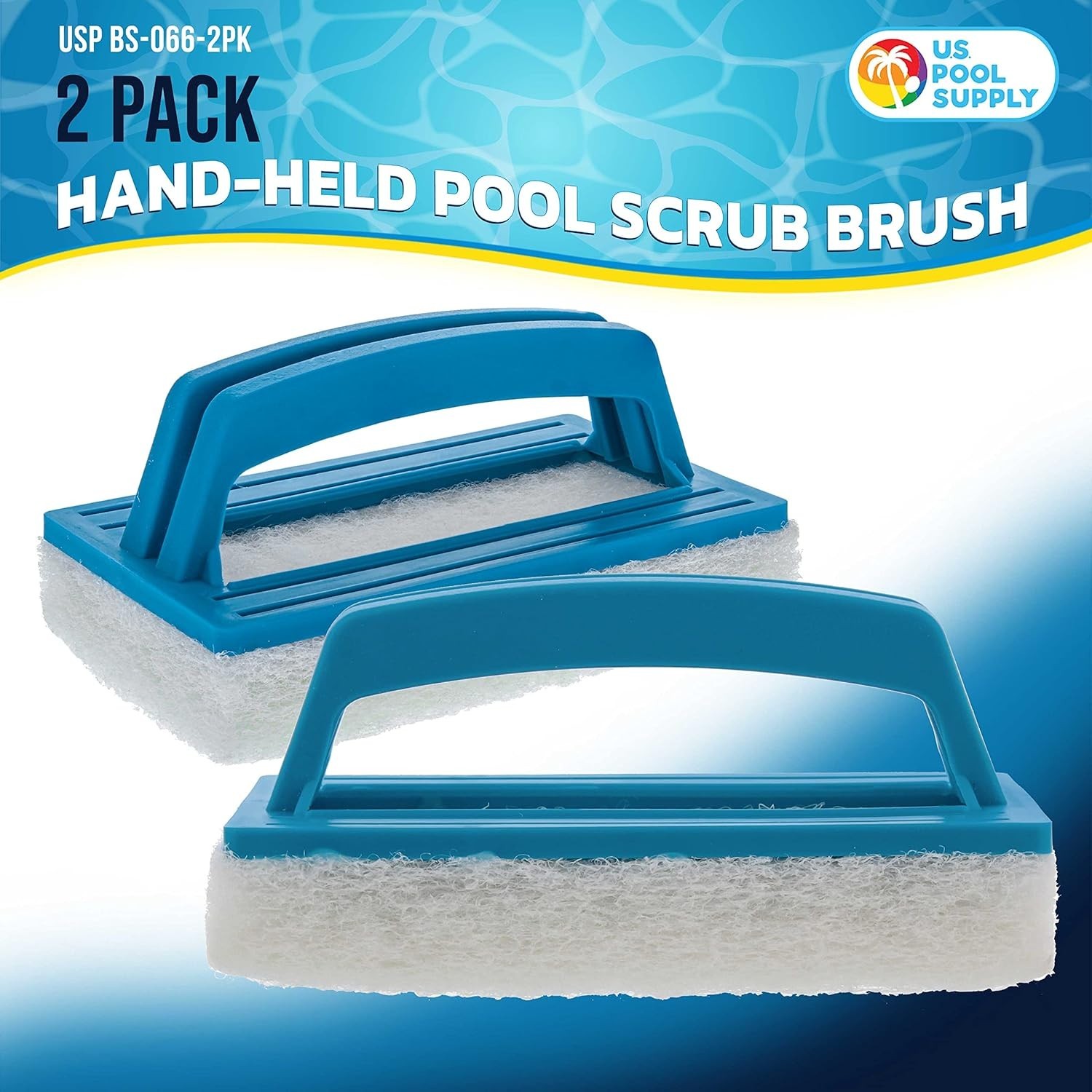 Hand-Held Pool Scrub Brush, 2 Pack - Scrubbing Scouring Sponge Pad - Clean Pool