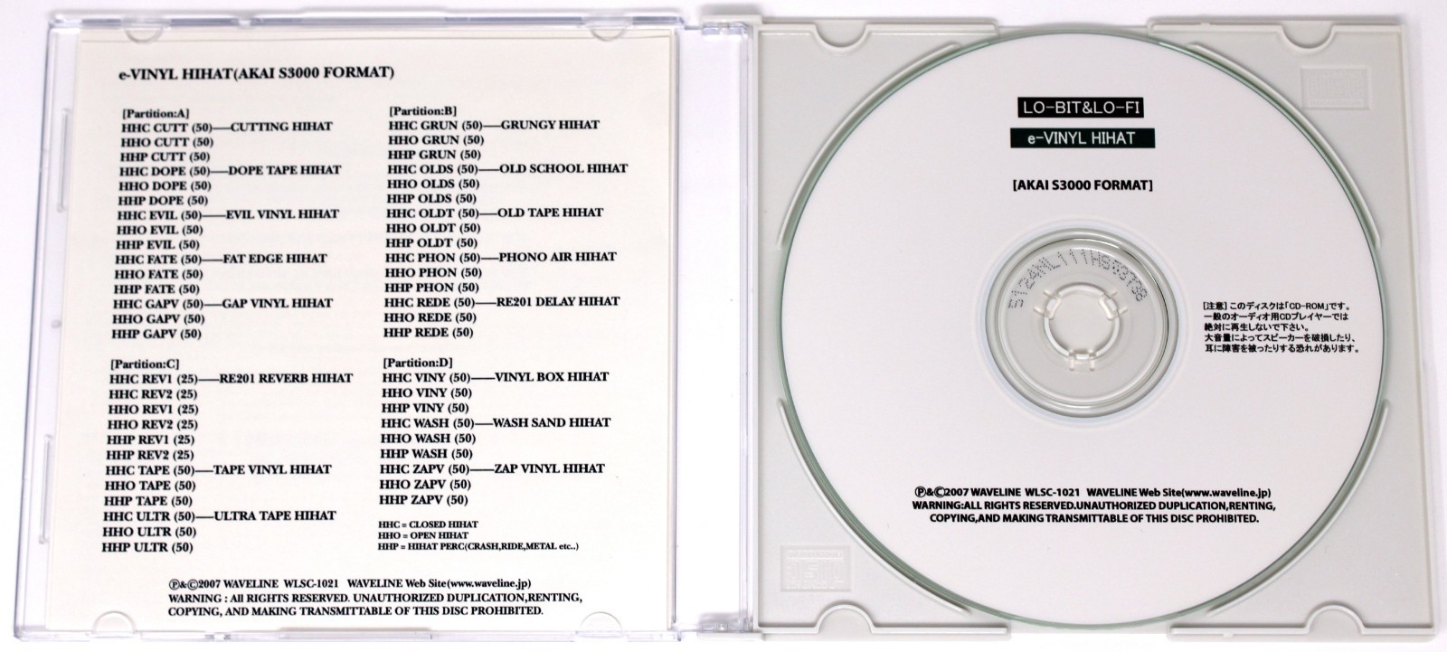 Waveline Lo-Bit & Lo-Fi e-Vinyl HiHat Akai Format Sound Library/Sampling CD