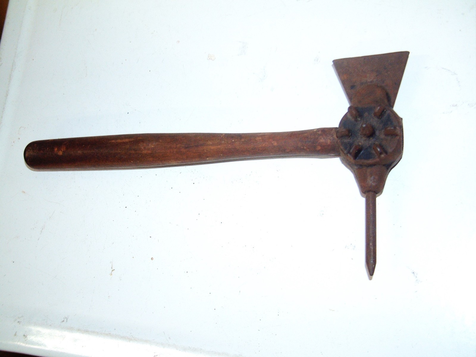 Primitive Hammer Ax Concave Leather Working Tool 11 in X 5 1/2 in