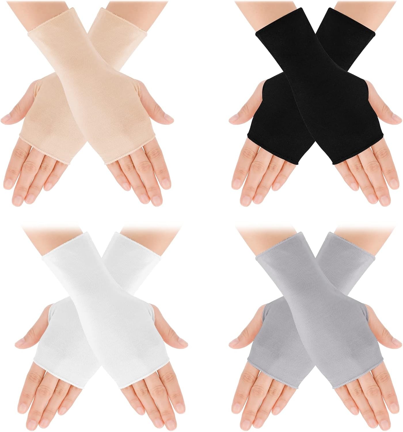 4 Pairs Sunblo Finrl Gloves for Women UV Protect Wrist Length