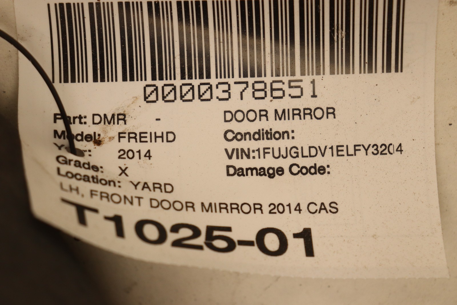 2008-2017 FREIGHTLINER CASCADIA 125 FRONT LEFT DRIVER SIDE DOOR MIRROR OEM