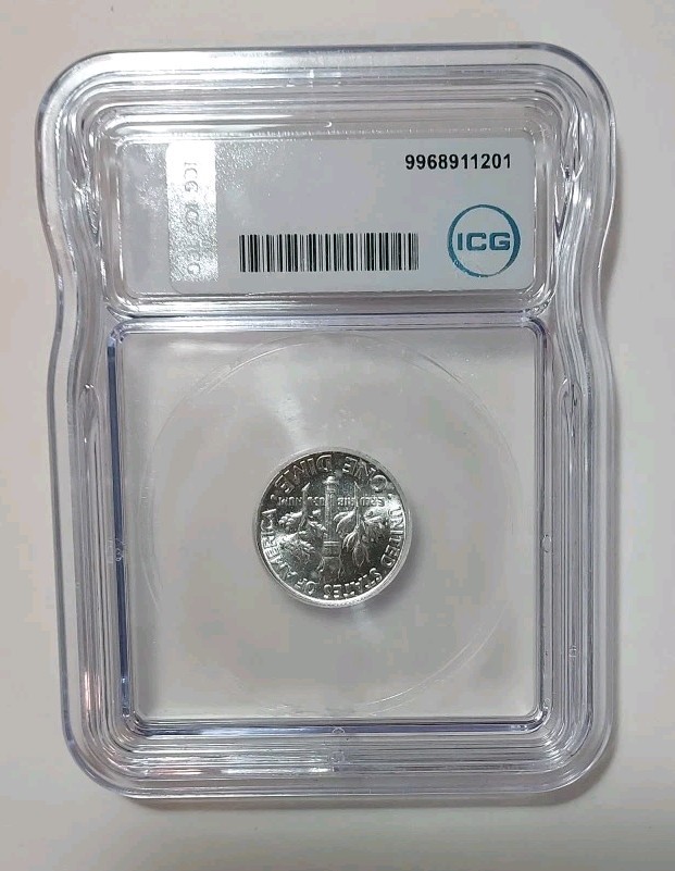 1963 P Roosevelt Dime ICG MS65 FB Full Band 90% Silver