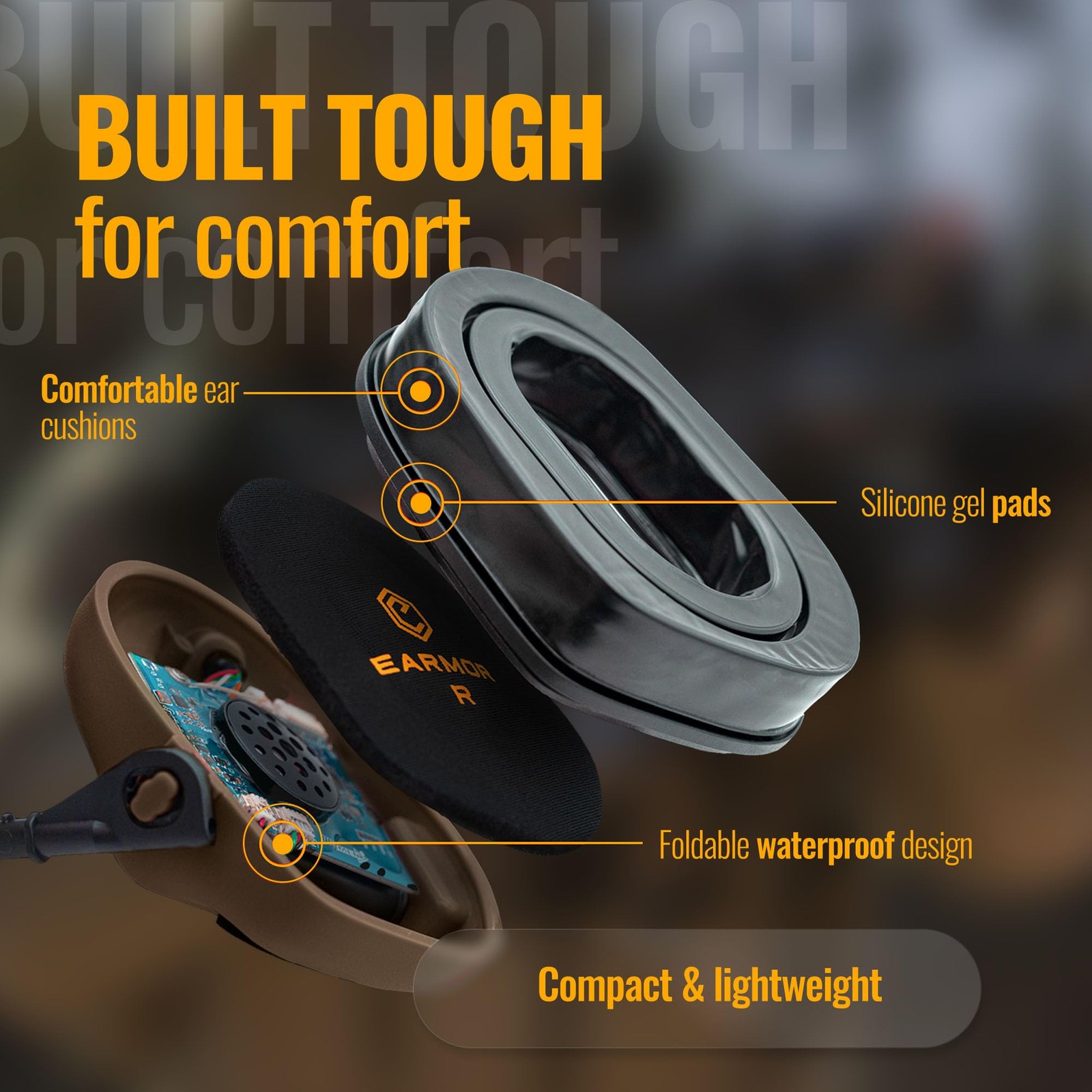 EARMOR M32 PLUS Tactical Headset for Helmet - Noise Plus, 4. Coyote
