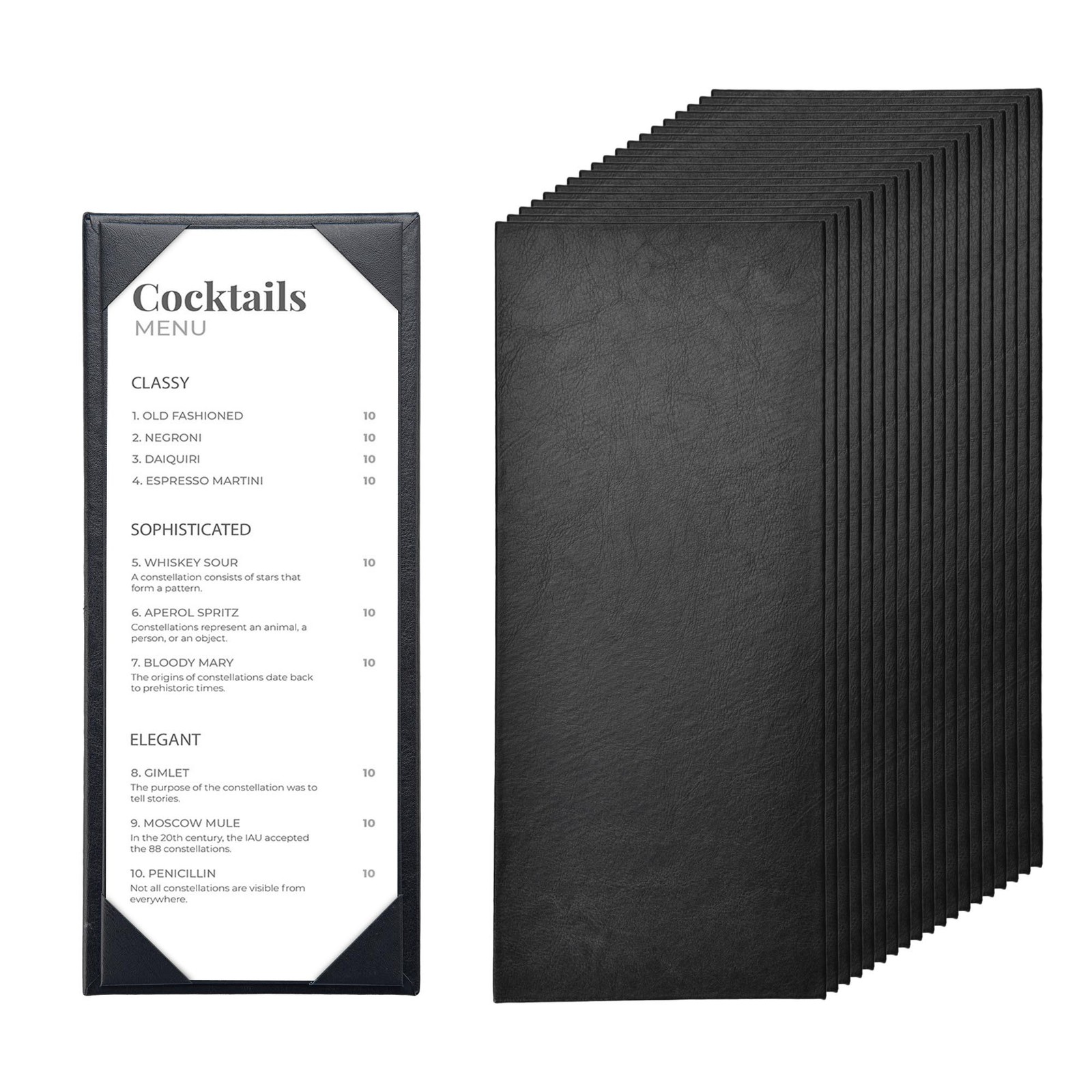 WeChef 20 Pcs 4.25"x11" Leather Restaurant Menu Covers Single Page Wine List Bar