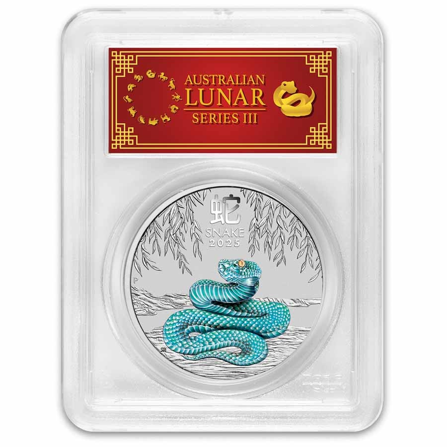 2025 AUS 1 oz Silver Colorized Lunar Snake MS-70 PCGS (Red Label)