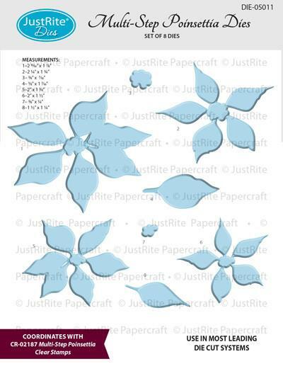 JustRite Multi-Step Poinsettia Dies Christmas Poinsettia Dies DIE-05011 8 Dies