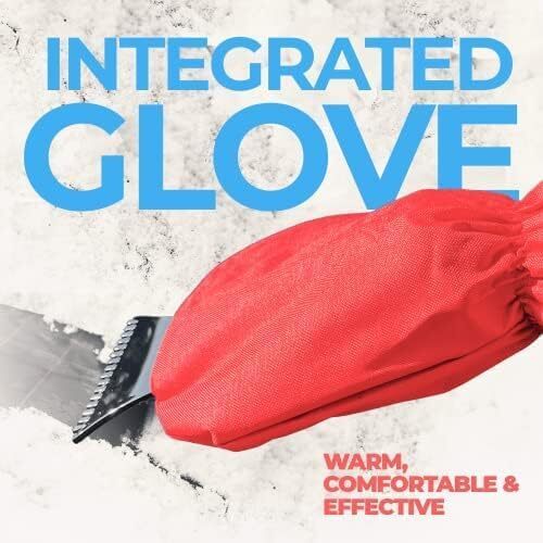 Warm Windscreen Ice & Snow Scraper with Warm Fleece Glove - Frosty Mornings