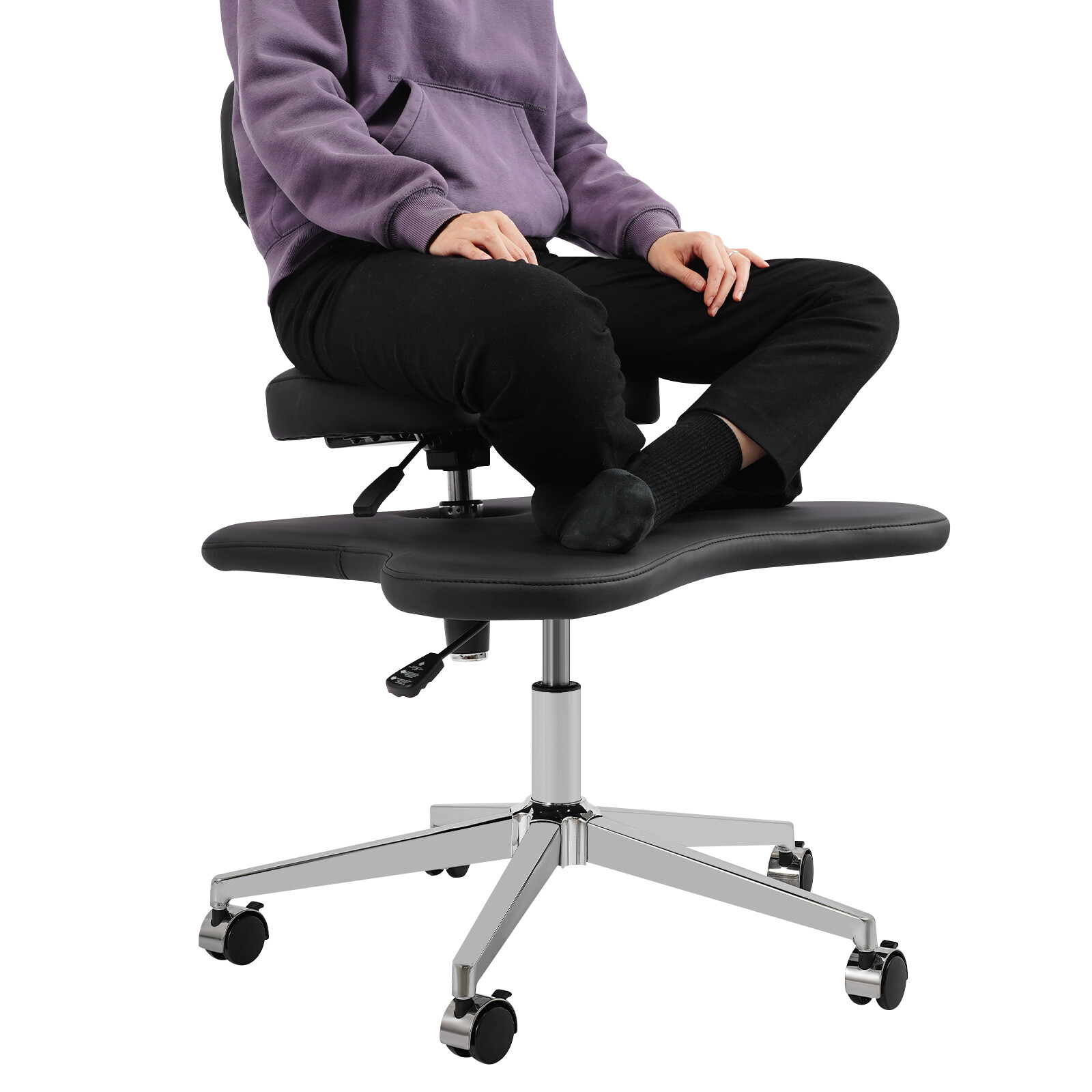 Cross Legged Office Chair, Criss Cross Chair with Wheels, Meditation Chair