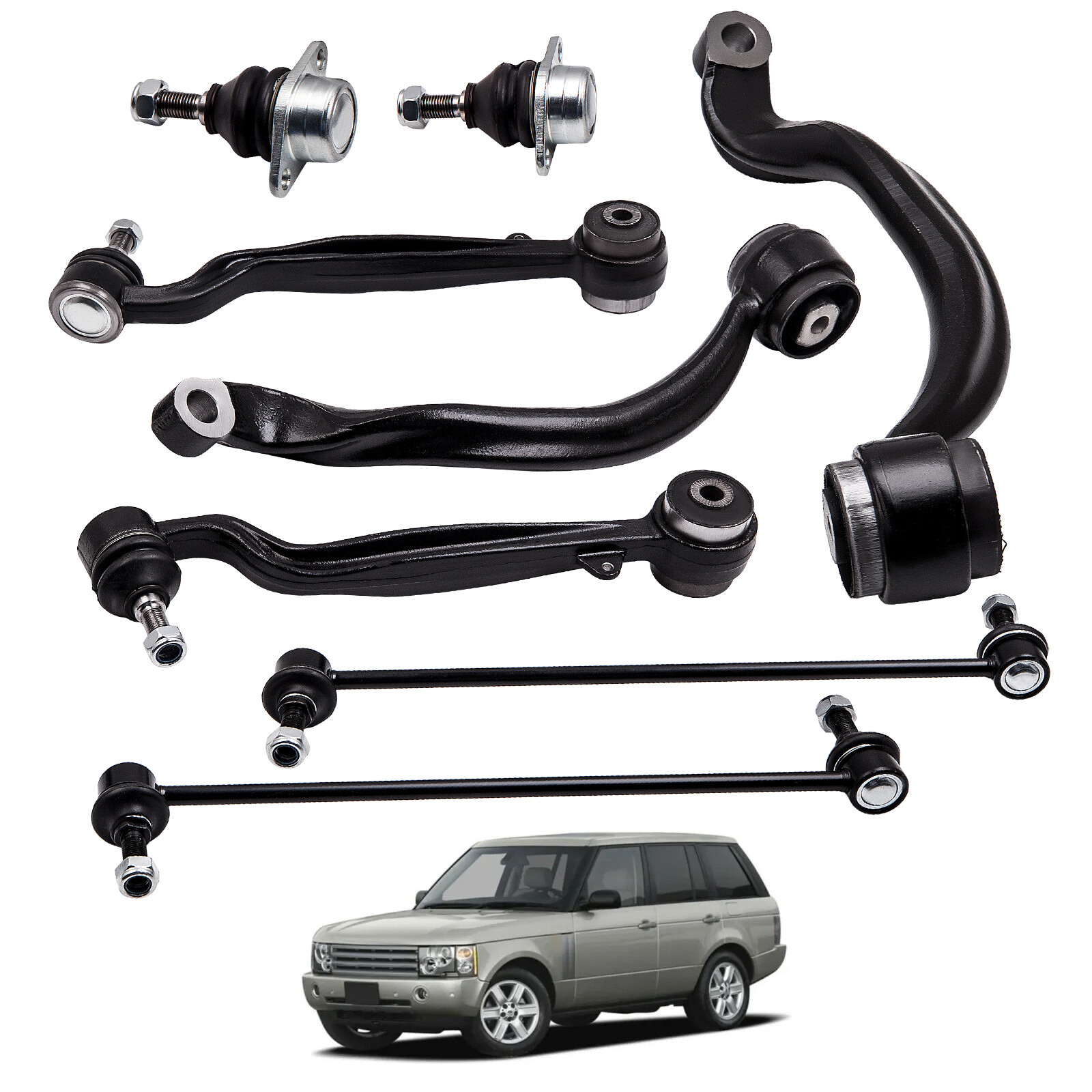 Set of 8 Front Upper Lower Control Arm Ball Joint Sway Bar Link for Land Rover