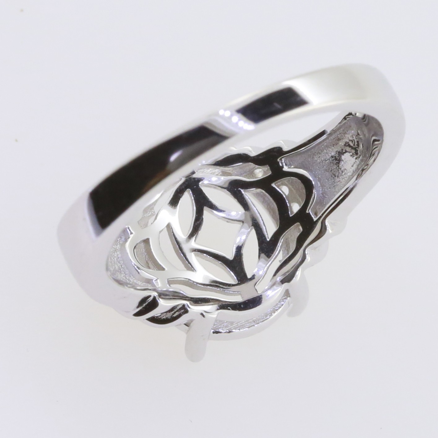 Sterling Silver Semi Mount Ring Setting RD 8x8mm W/ White Topaz Split Shank