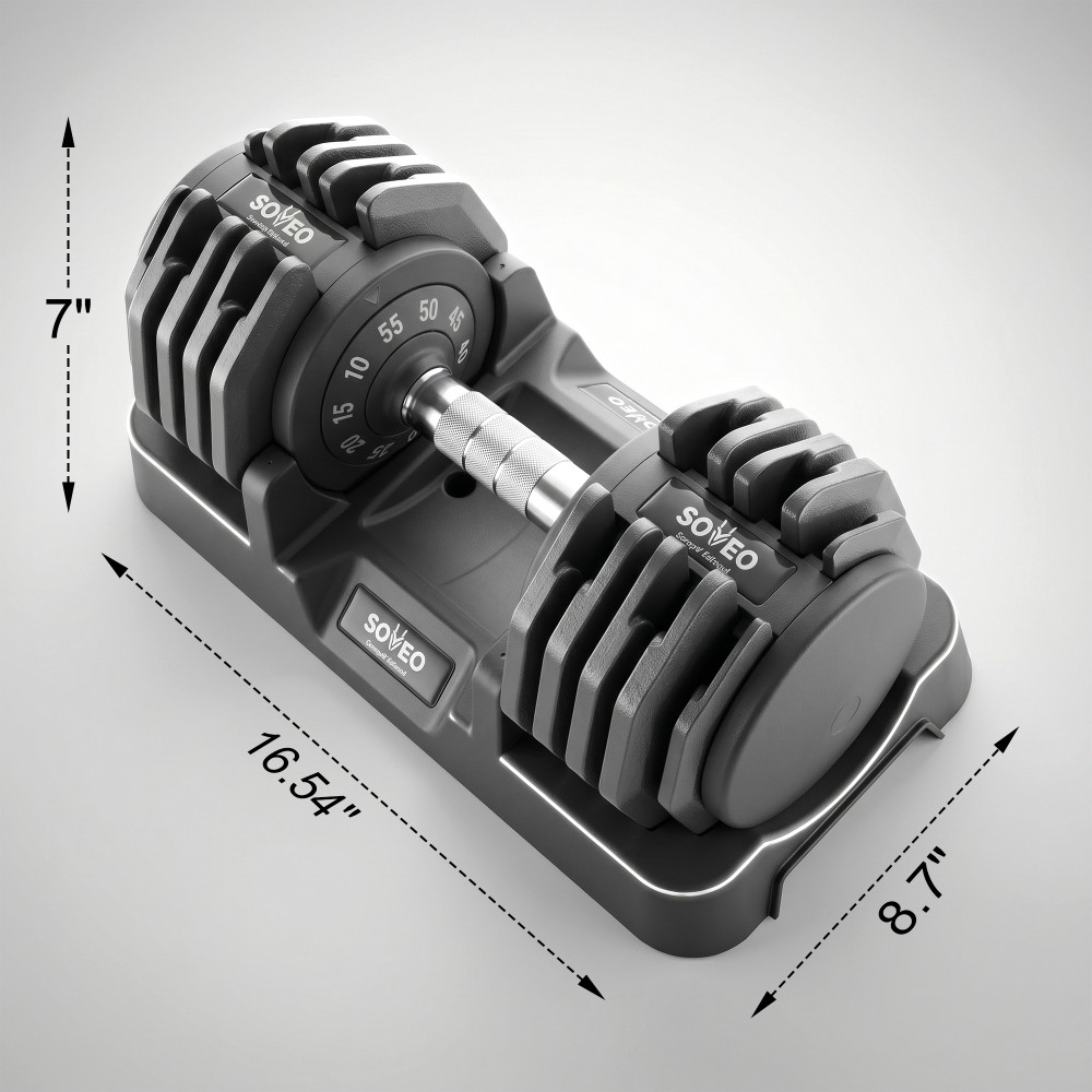 55 LBS Adjustable Dumbbell Iron Material Quick Adjust Weight Non Slip Grip