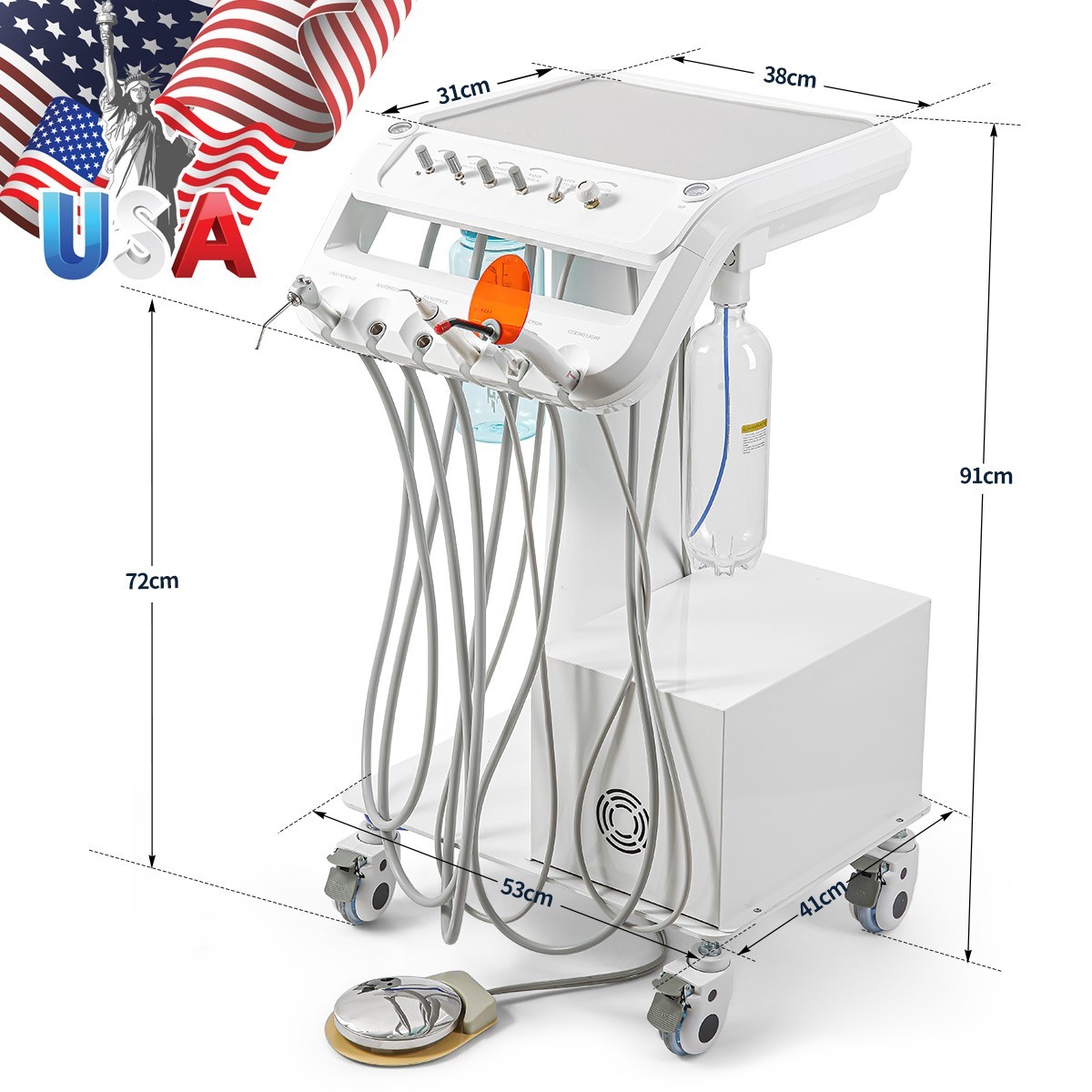 Dental Delivery Mobile Unit Air Compressor Light Curing scalers Suction System
