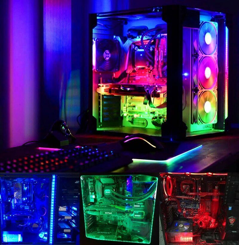 1/2m led RGB Strip light pc case 12V Background PC Computer Molex Connector 4Pin
