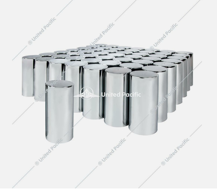 33MM X 4-1/4" CHROME PLASTIC TALL CYLINDER NUT COVERS - THREAD-ON (60-PACK)