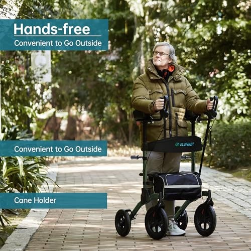 ELENKER ALL-TERRAIN UPRIGHT ROLLATOR WALKER, STAND UP ROLLING - Scratch & Dent