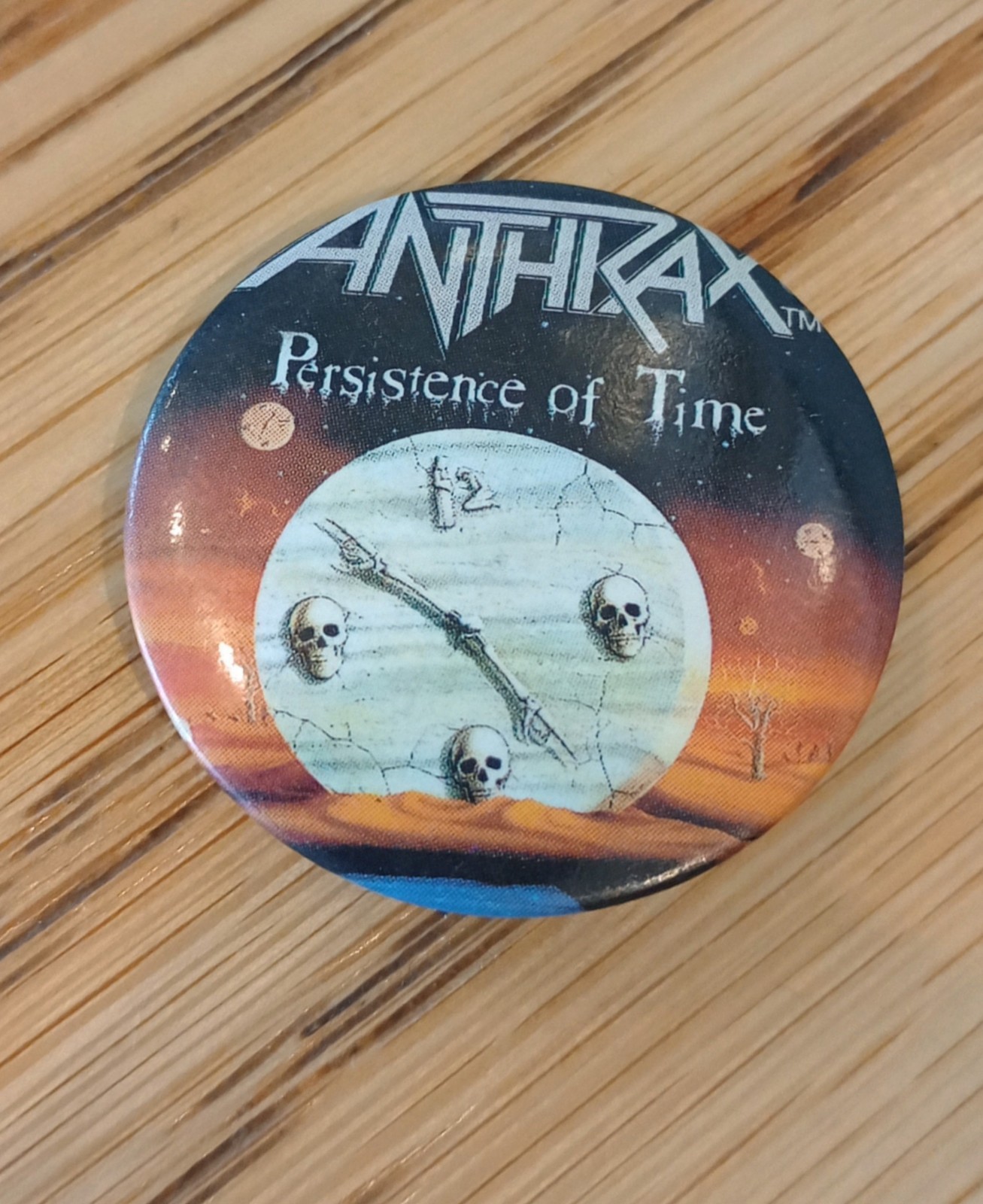 Anthrax Small Circular Pin Vintage Heavy Metal Rock Collectors Memorabilia