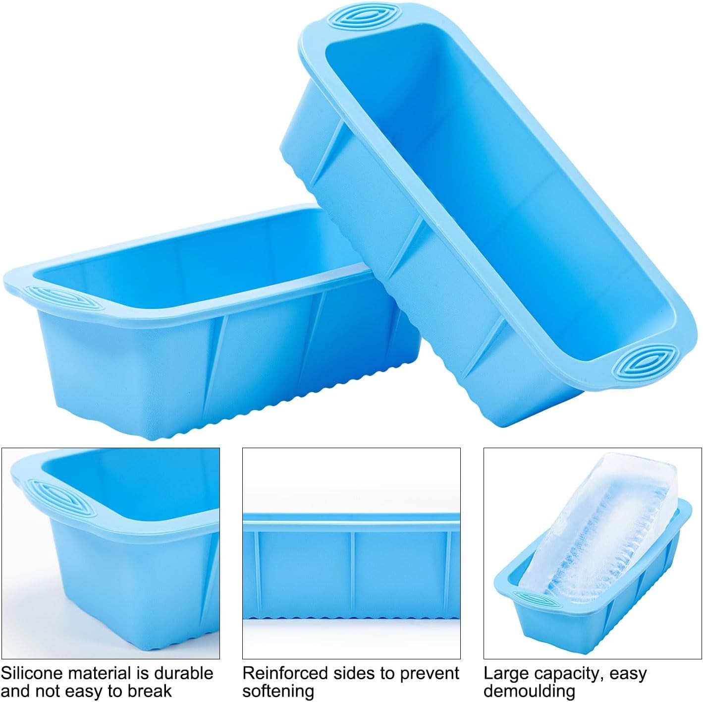 Extra Large Ice Block Mold for Bath, 4 Pack 9.4lb Big Large, Blue