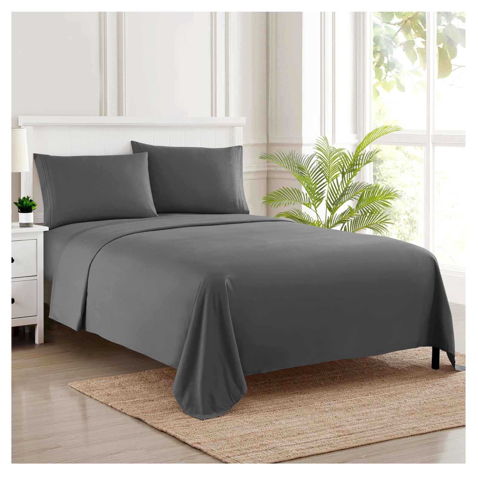RV Queen Bed Sheets - Breathable Luxury Sheets with Full Elastic & Secure Cor...
