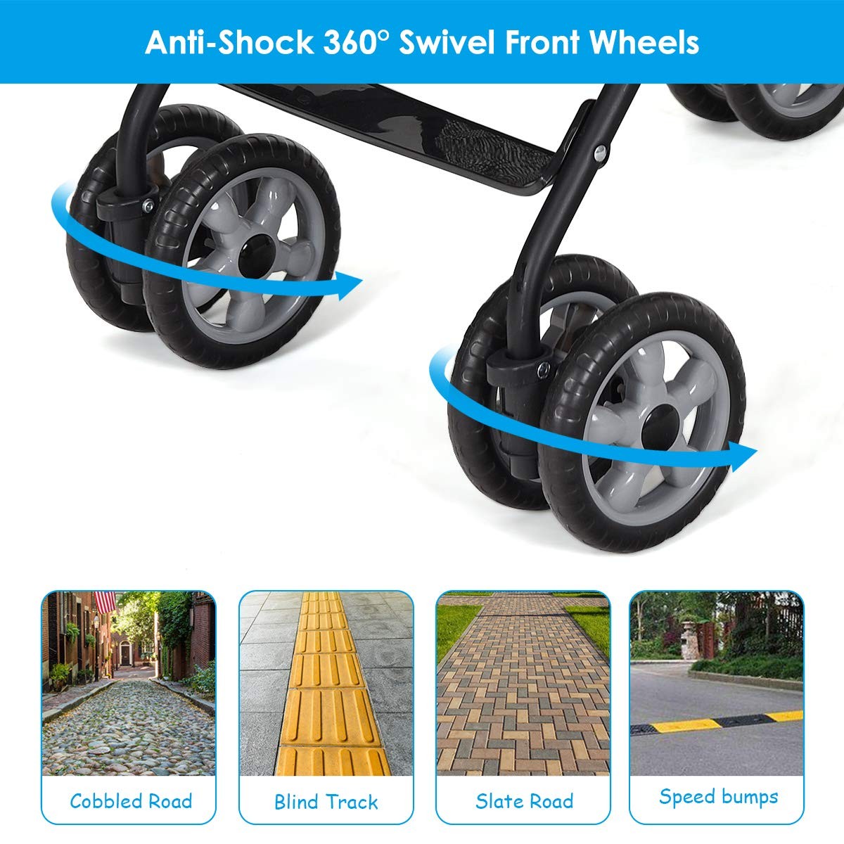 Lightweight Stroller, Compact Travel Stroller, Infant Stroller w/Adjustable B...