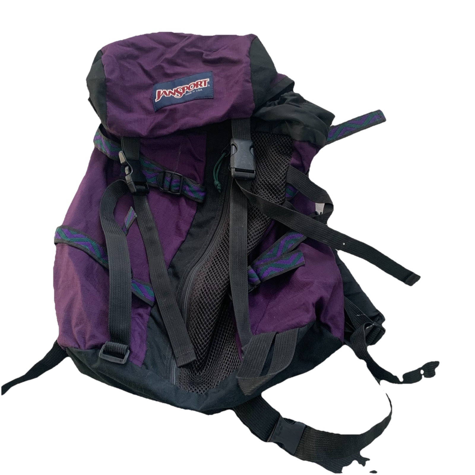 Jansport Hiking Backpack Vintage 1990s Purple Adjustable Straps Used Bag Ruck