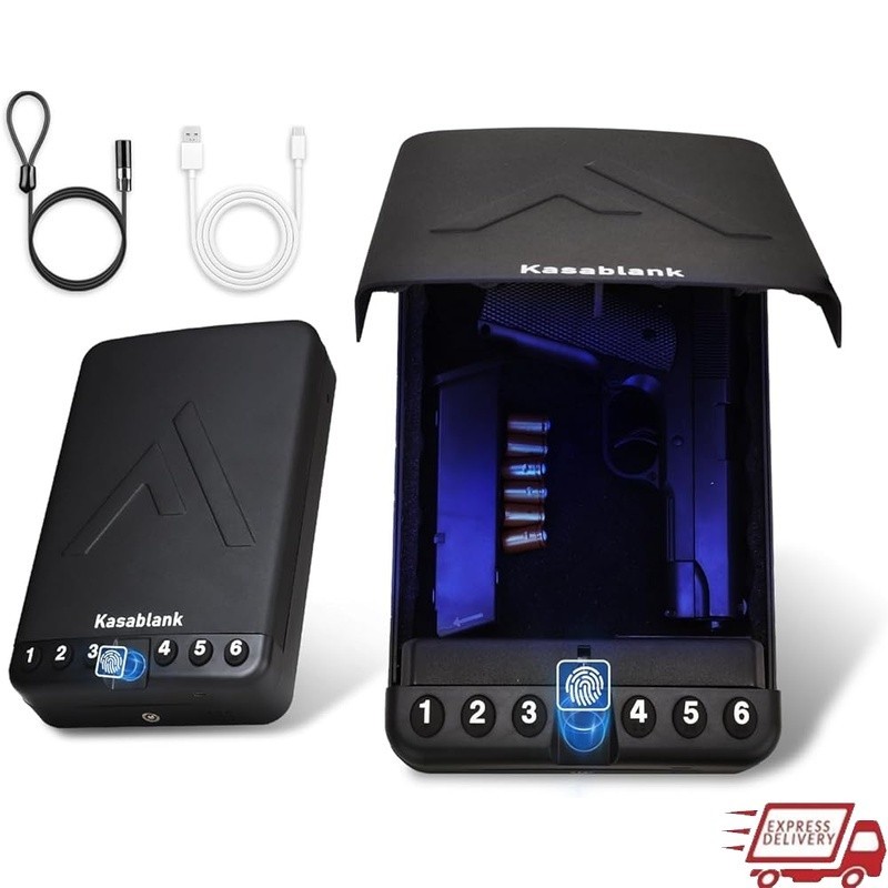 Biometric Gun Safe Fingerprint Lock Portable Steel Case Firearm Security Access