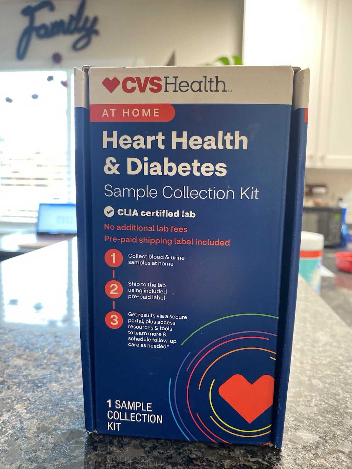 CVS Health HEART HEALTH & DIABETES At Home Test Sample Kit NO LAB FEES-FREE SHIP