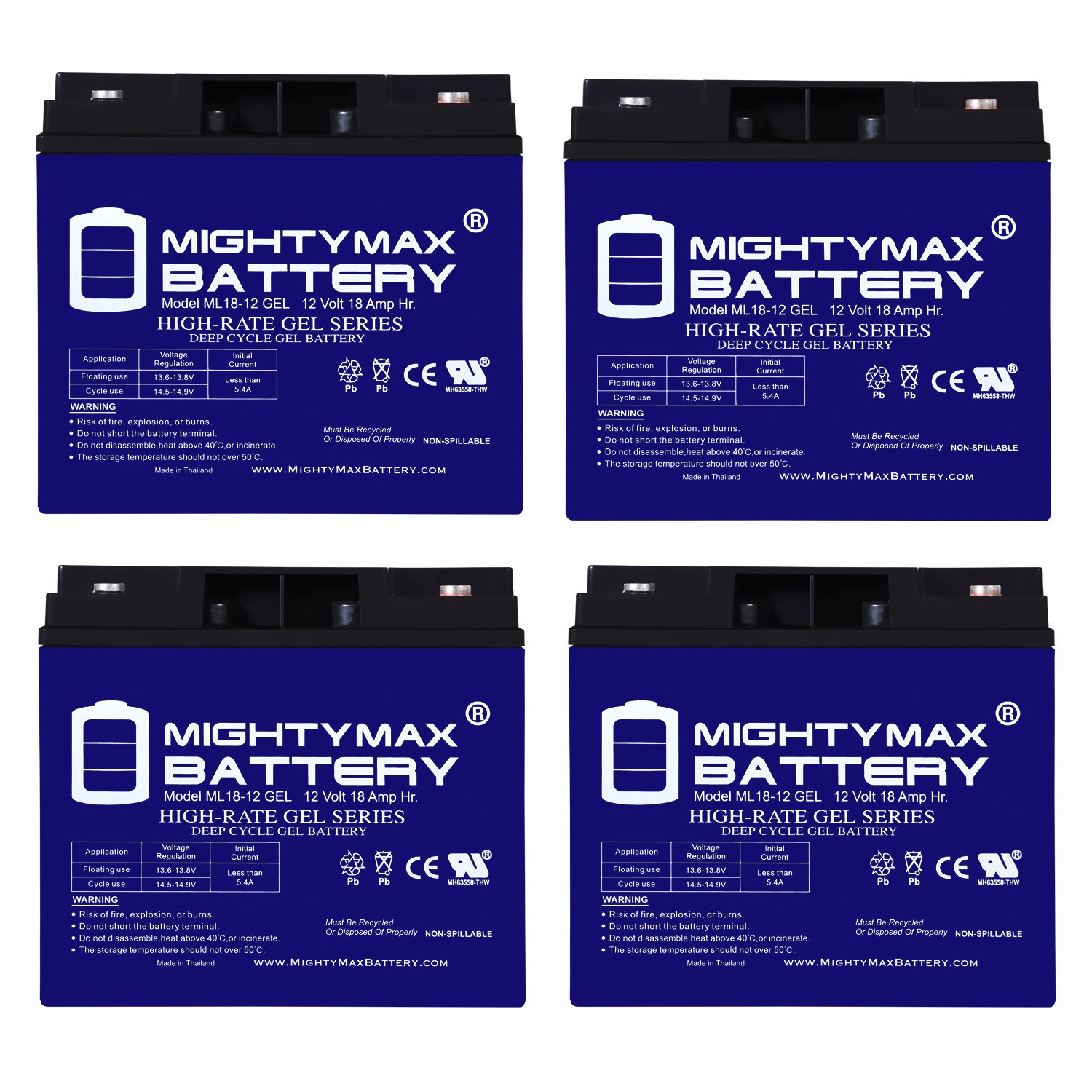 Mighty Max 12V 18AH GEL Battery for Baoshi 6-DZM-20 6DZM-20 - 4 Pack