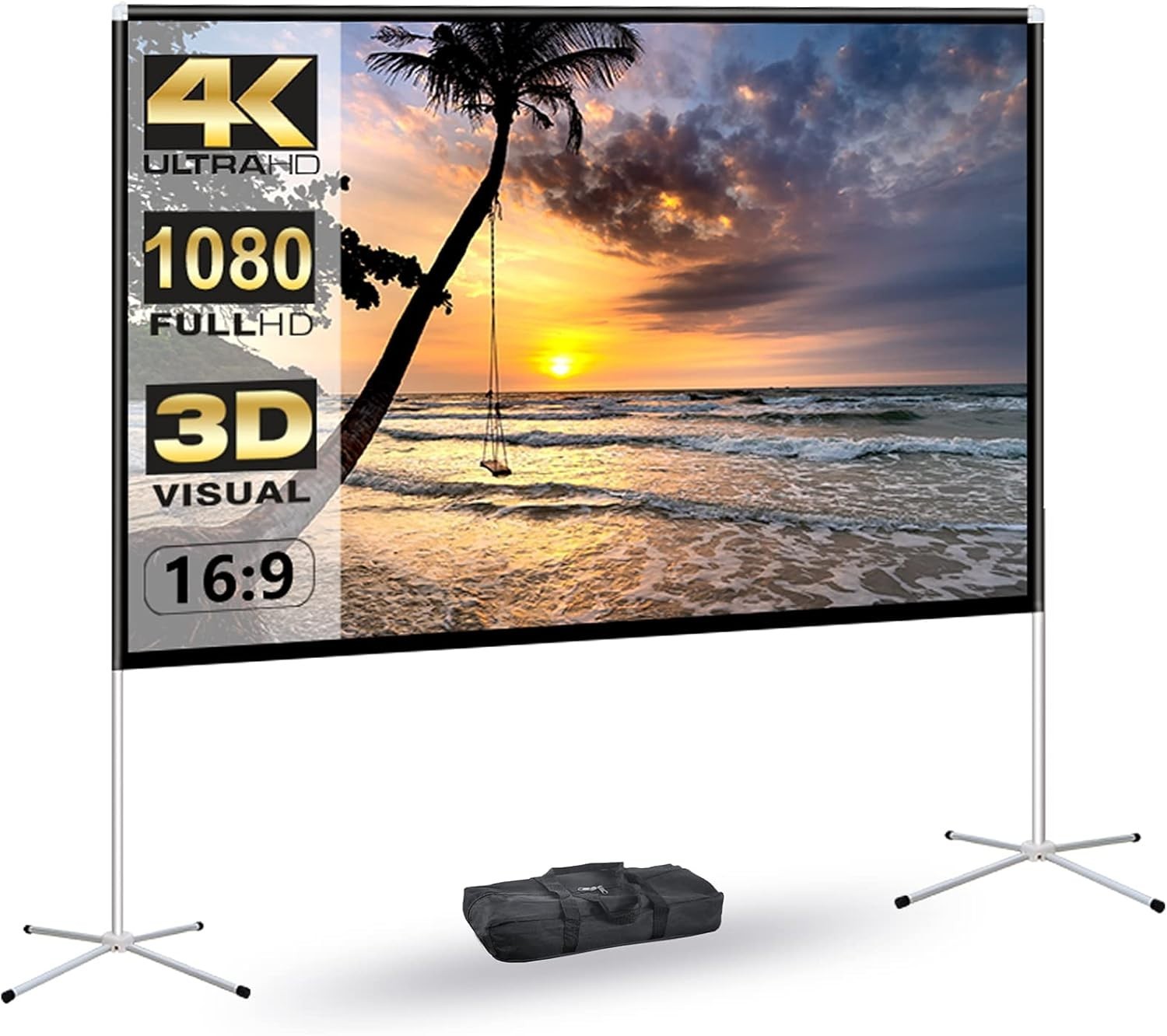 Portable Projector Screen with Stand Outdoor: Camping Projection Screen 4K Mo...