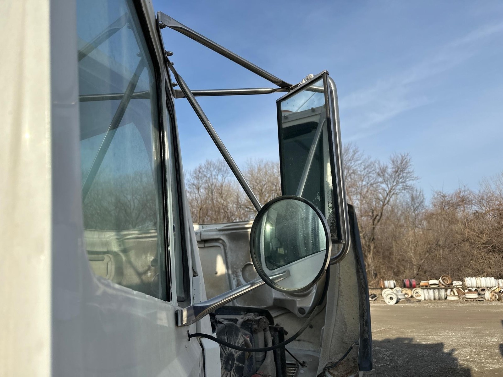 1991-2004 Freightliner FL112 STAINLESS Right/Passenger Door Mirror - Used