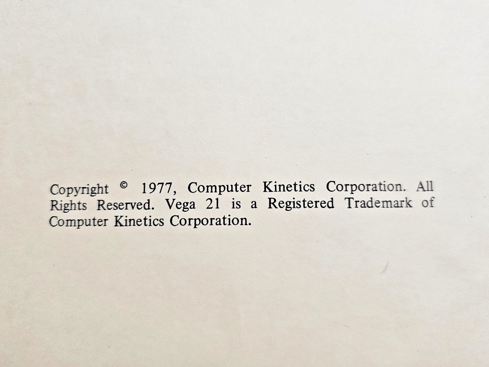 ORIGINAL COMPUTER KINETICS VEGA 21 BARTOP GAME OWNERS MANUAL