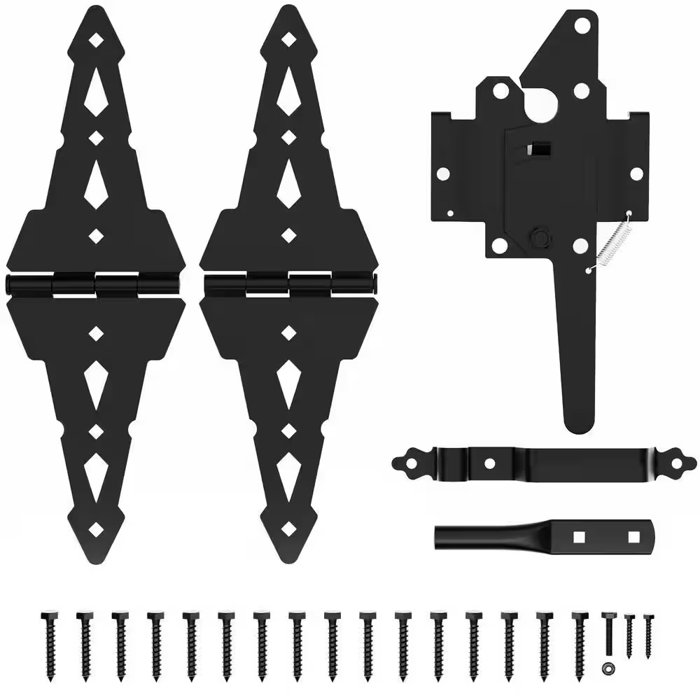 Black Post Latch Gate Set Heavy-Duty Gate Hardware Kit