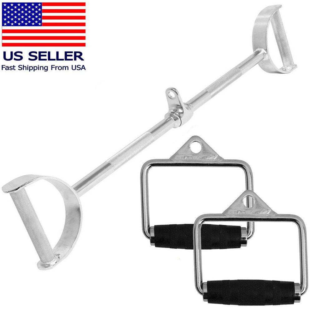 Home Gym Cable Attachment Handle Machine Strength Exercise Chrome Press Down LAT