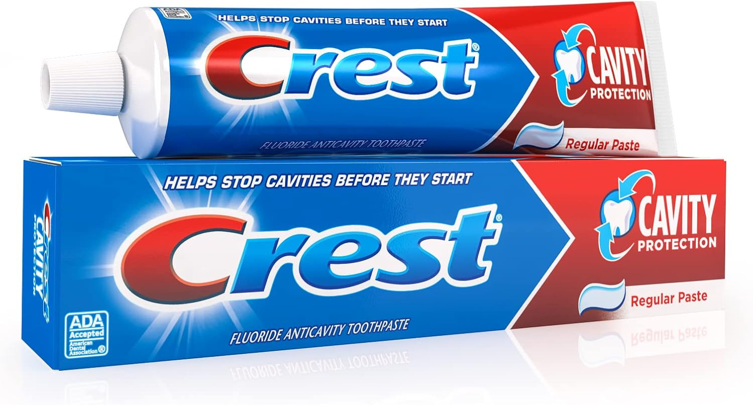 Crest Fluoride Cavity Protection Toothpaste, Regular Past, 8.20oz (24 Pack)
