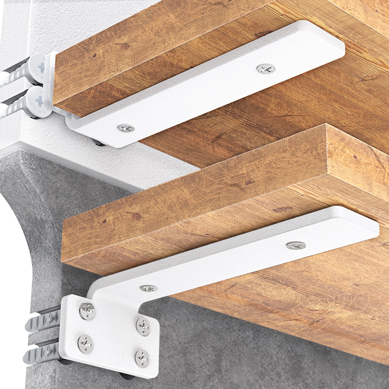 6 PCS White 6 Inch Heavy Duty Floating Shelf Bracket 1/5 Inch Thick Metal