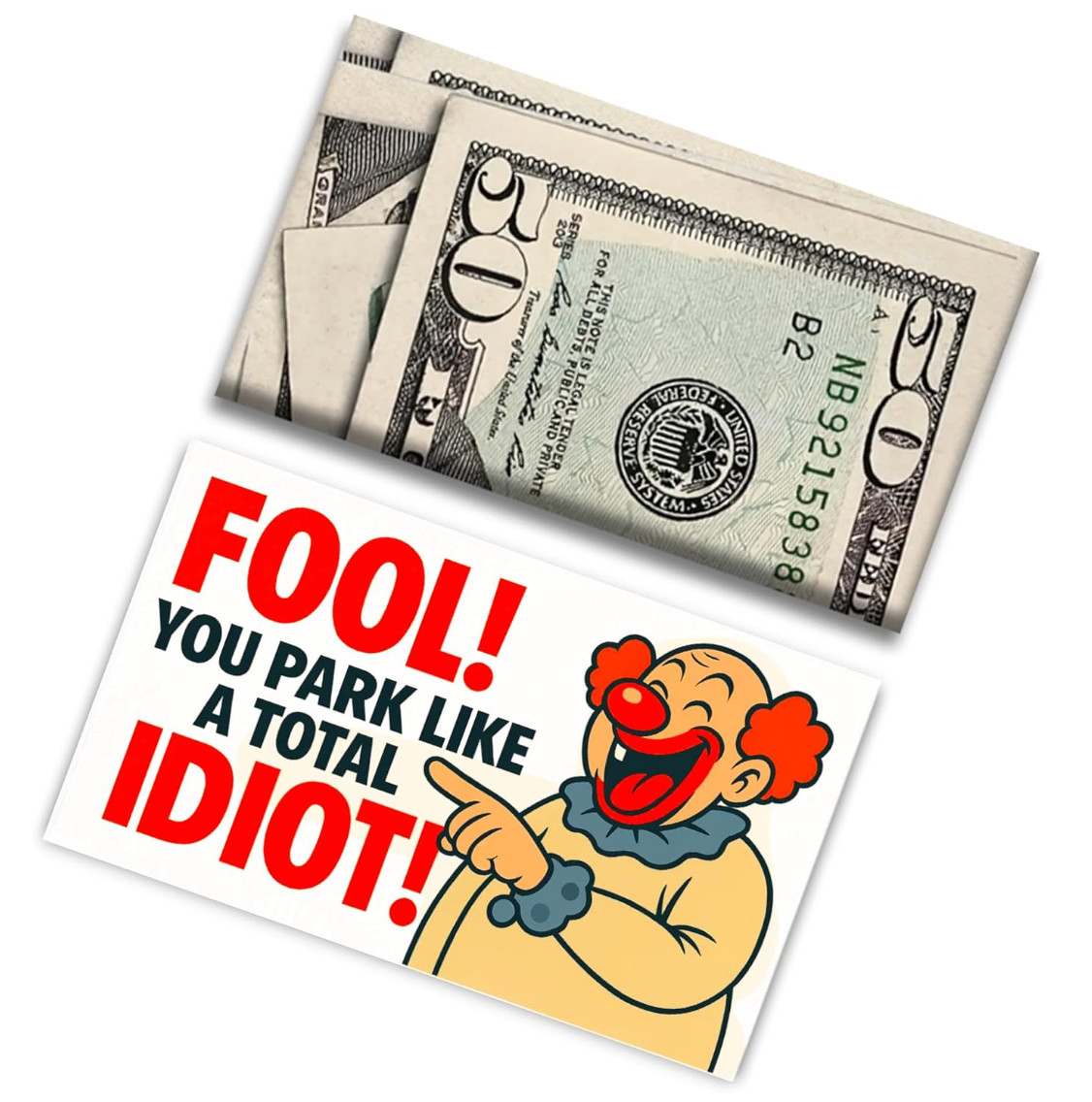 Park Like an Idiot Prank Cards, 50 Pack Fake $50 Parking Tickets, Funny Gag GIft