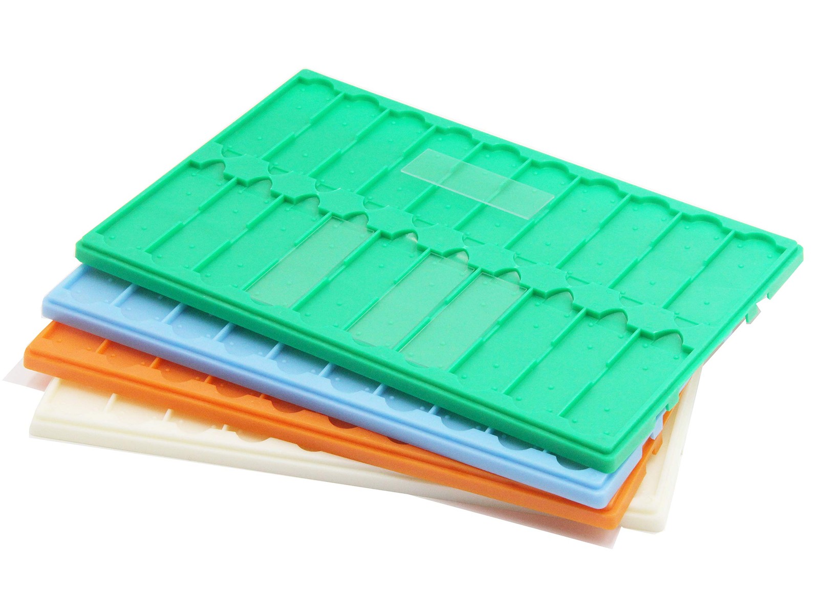 Plastic Microscope Slide Tray; 20 Capacity, Pack Green, Orange, Blue, White