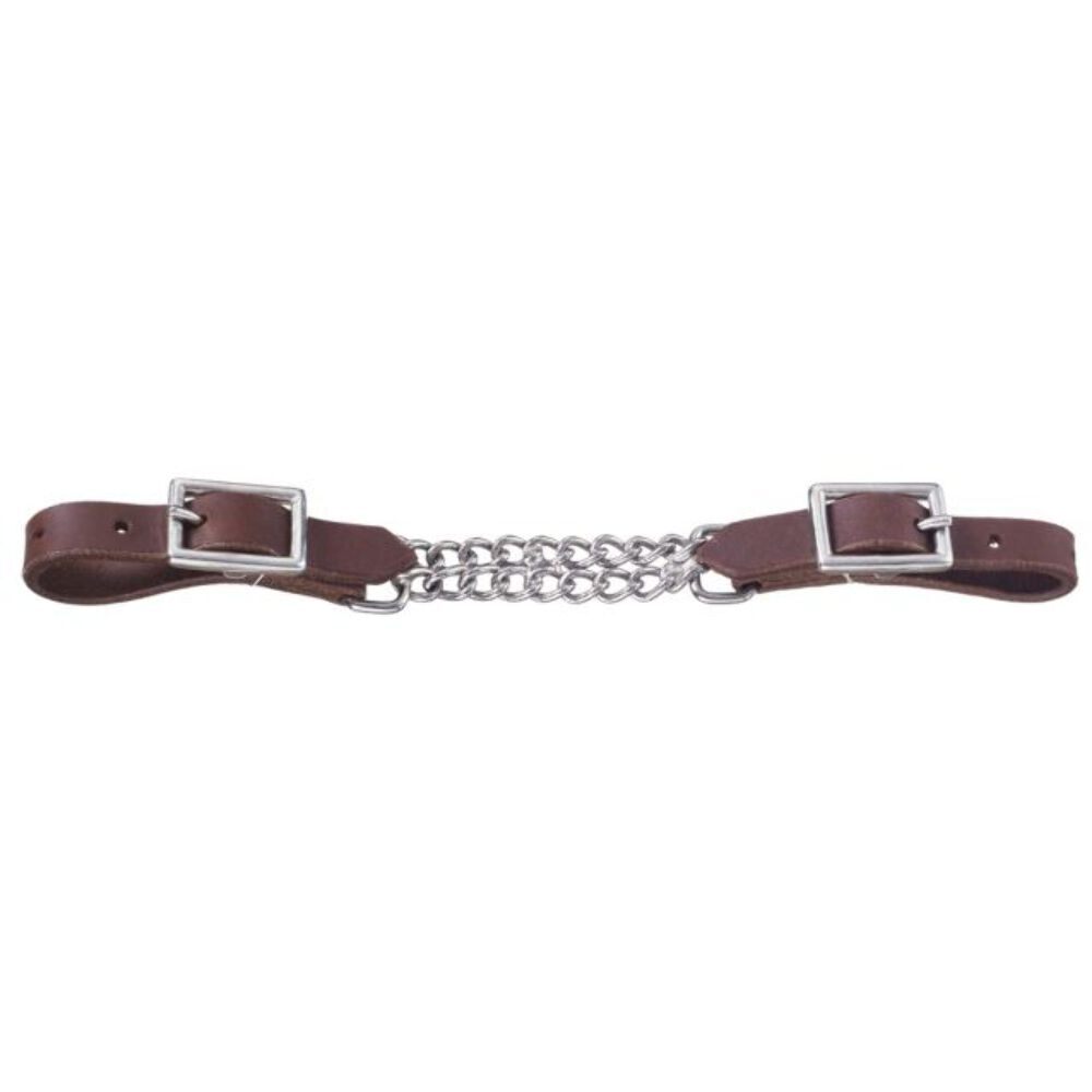 New! Tough-1 Fully adjustable HARNESS LEATHER CURB STRAP w/ Double chain Horse