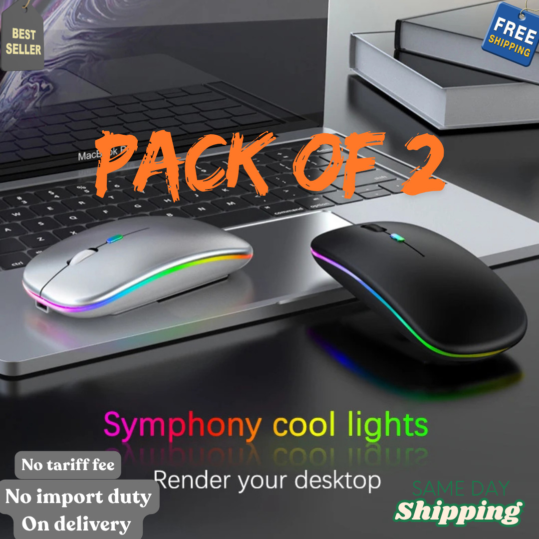 2.4GHz Wireless Optical Mouse USB Rechargeable RGB Cordless Mice For PC Laptop