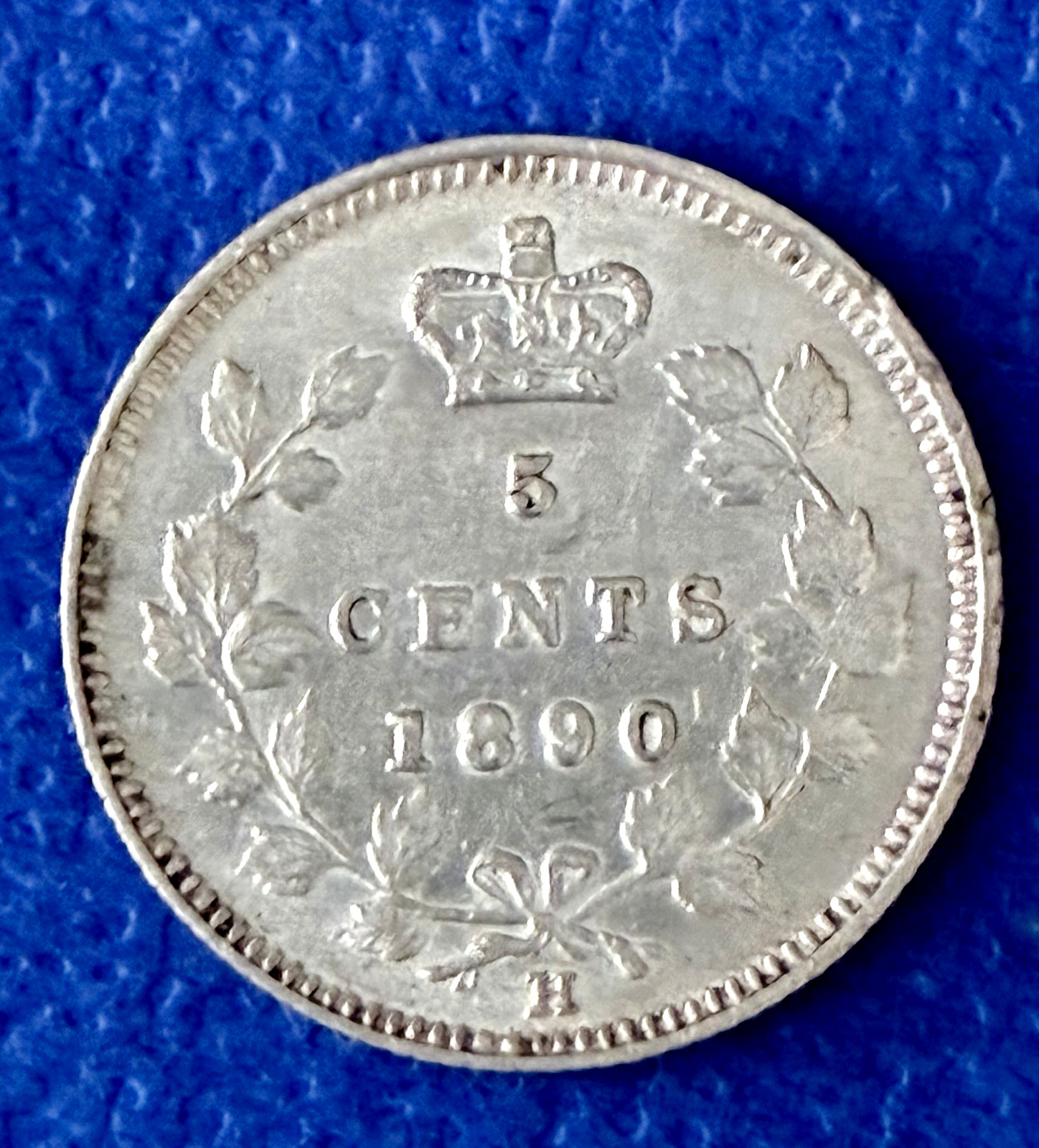 1890-H Canada 5 Cent, EF++/AU, .925 STERLING