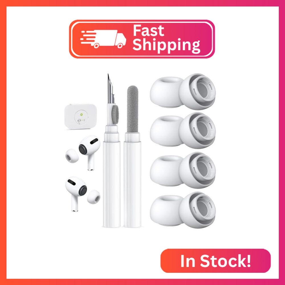 Polislime 4 Pairs Replacement Ear Tips for AirPods Pro 2nd/1st (L-White)