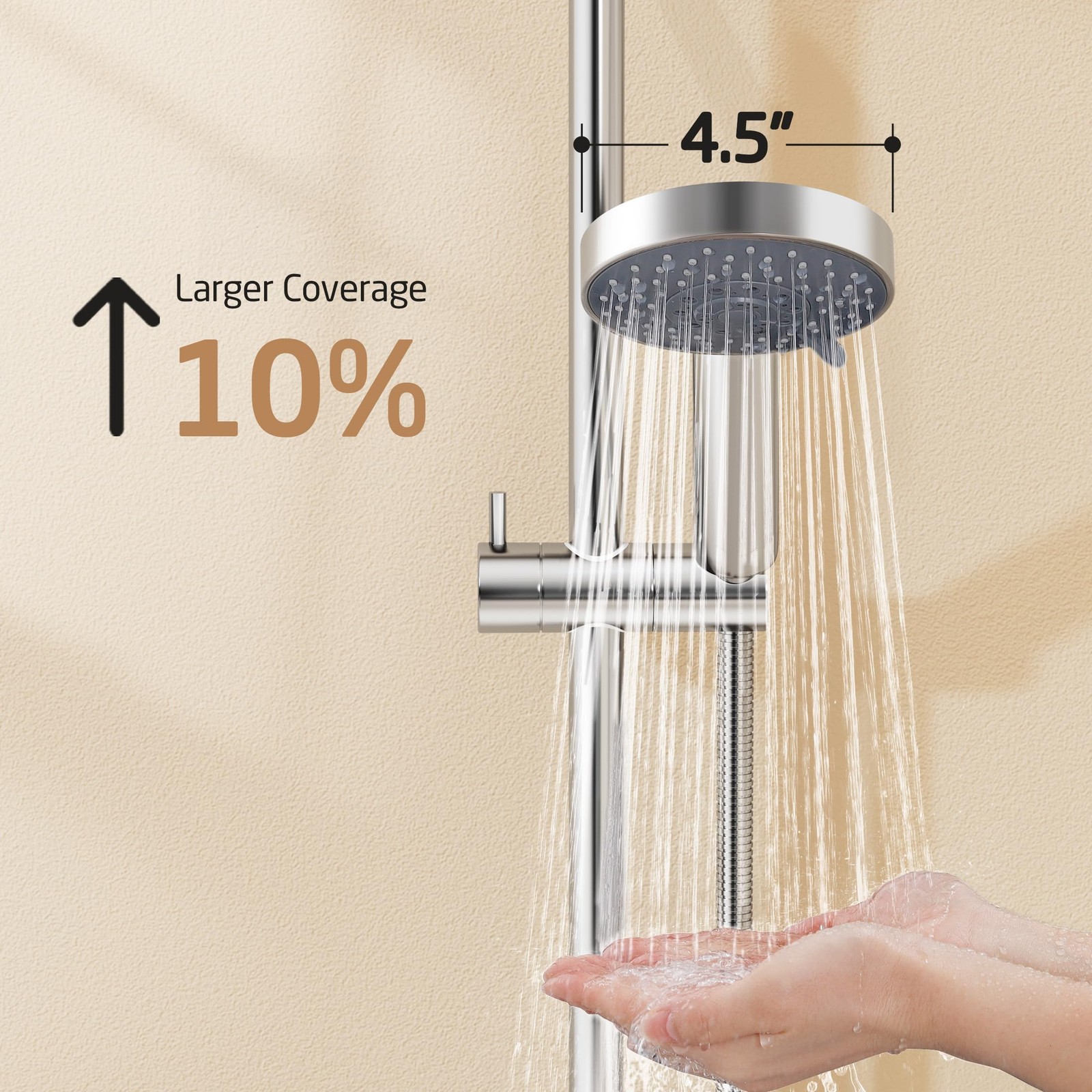 Shower Slide Bar with Five Function Massaging Hand Shower Head Adjustable Pol...