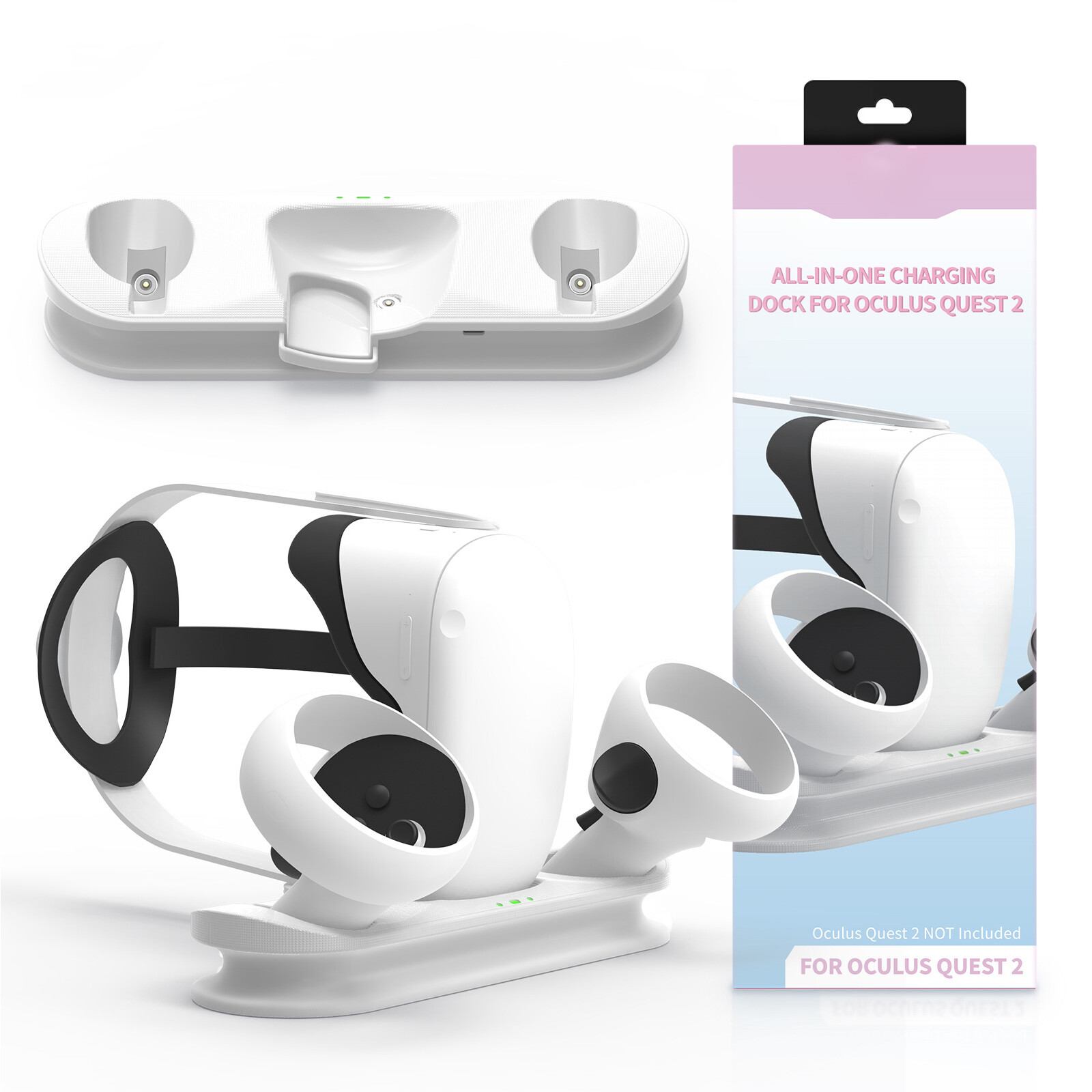 Magnetic Charging Station with Battery for Quest 2 VR Headset Controller