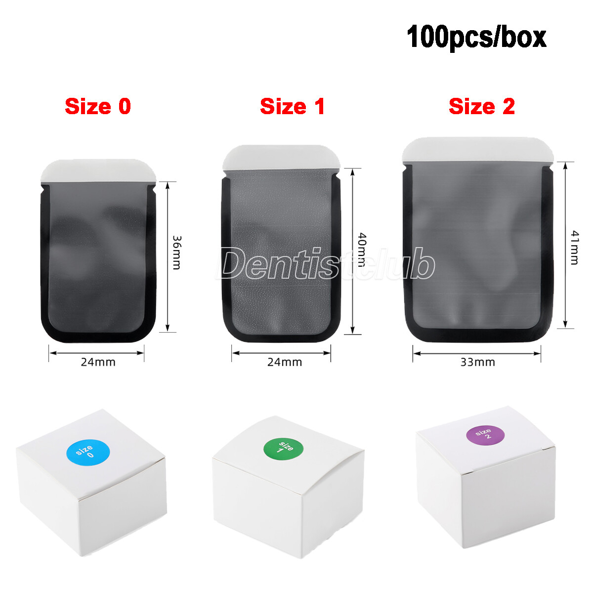 100pcs Size 0/1/2 Barrier Envelopes for Dental X Ray ScanX Phosphor Plate Sensor