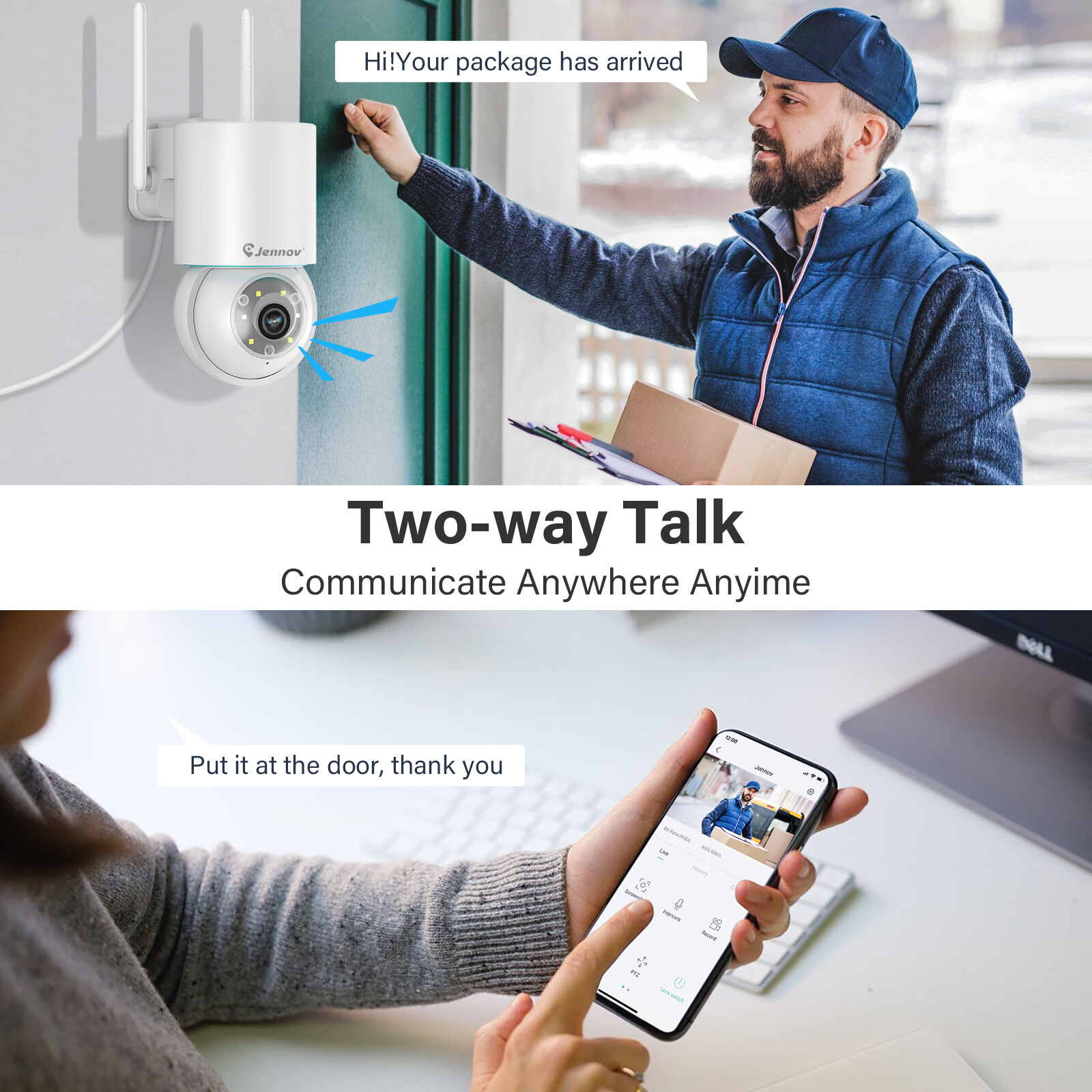 Jennov 10CH NVR 5MP Wireless Security Camera System WiFi Outdoor Audio PTZ 2TB