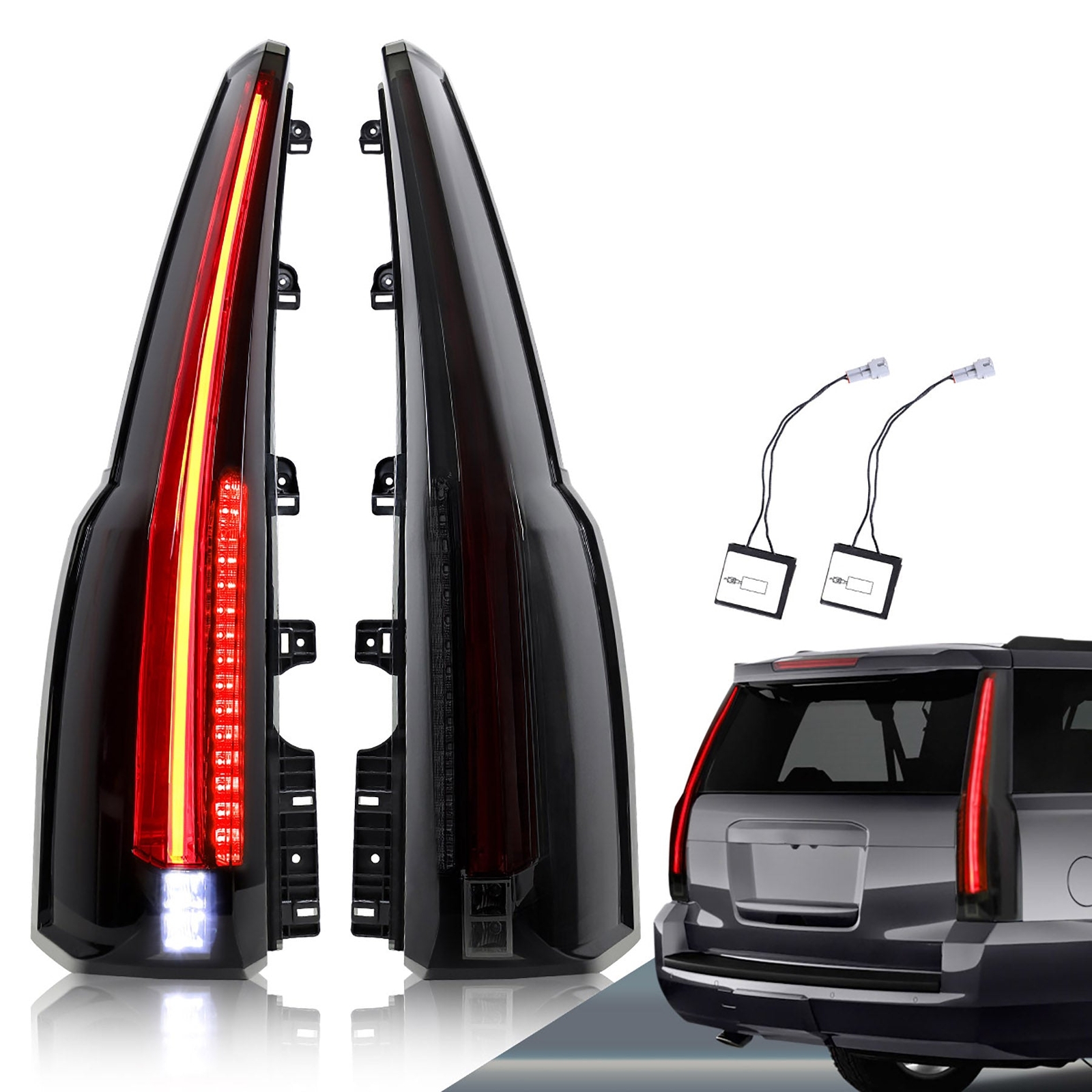 Smoked LED Tail Lights For 2015-2020 Chevrolet Tahoe / Suburban (Cadillac Style)