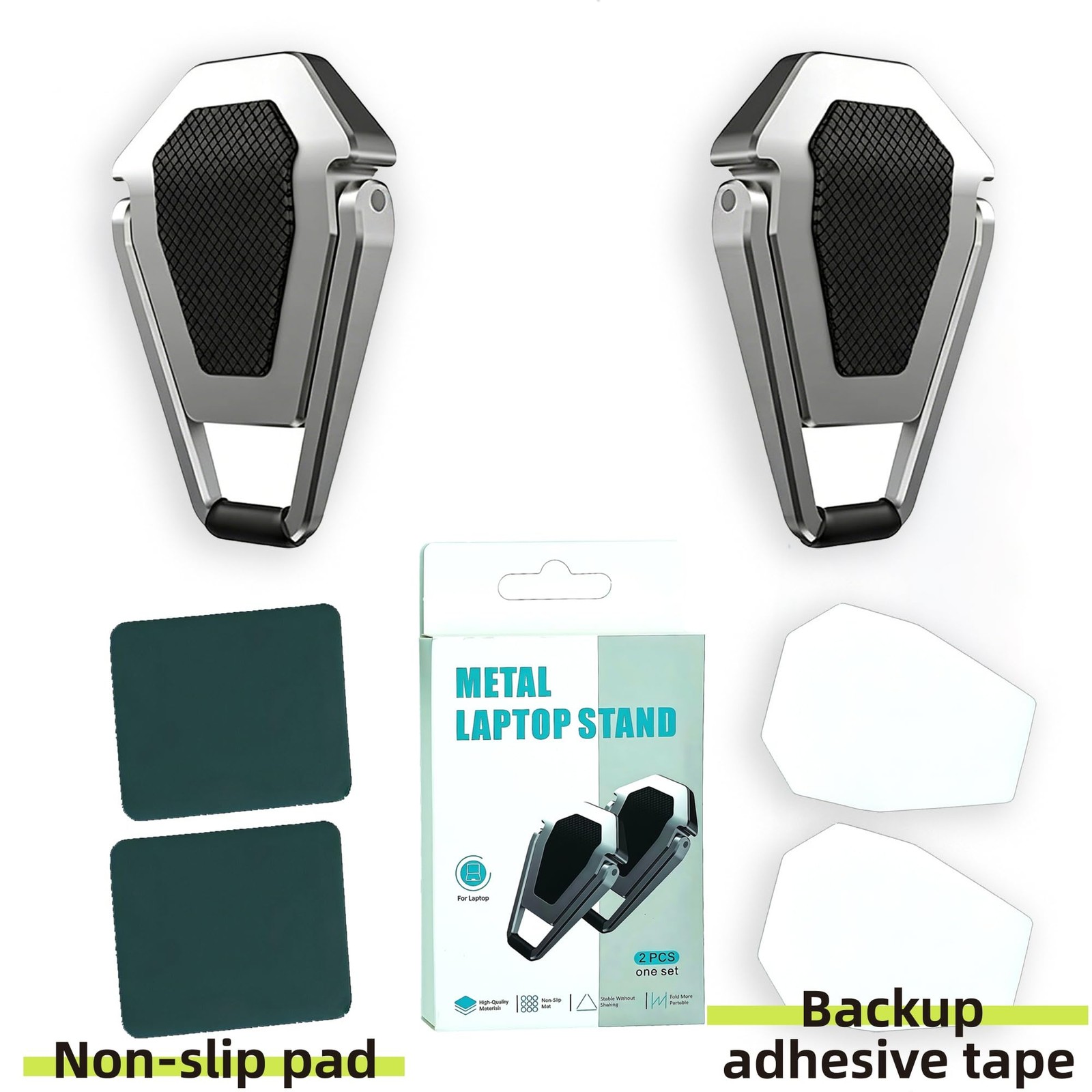 Foldable Laptop Stand Portable Invisible Cooling Riser Feet Legs Silver 2PCS