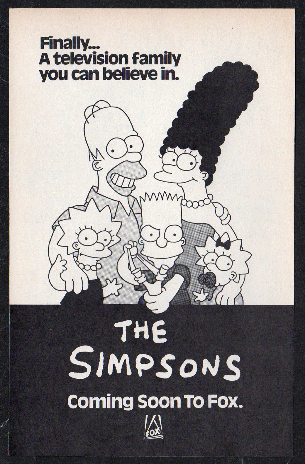 1990 The Simpsons TV Show Vintage Original PRINT AD | Fox Television family