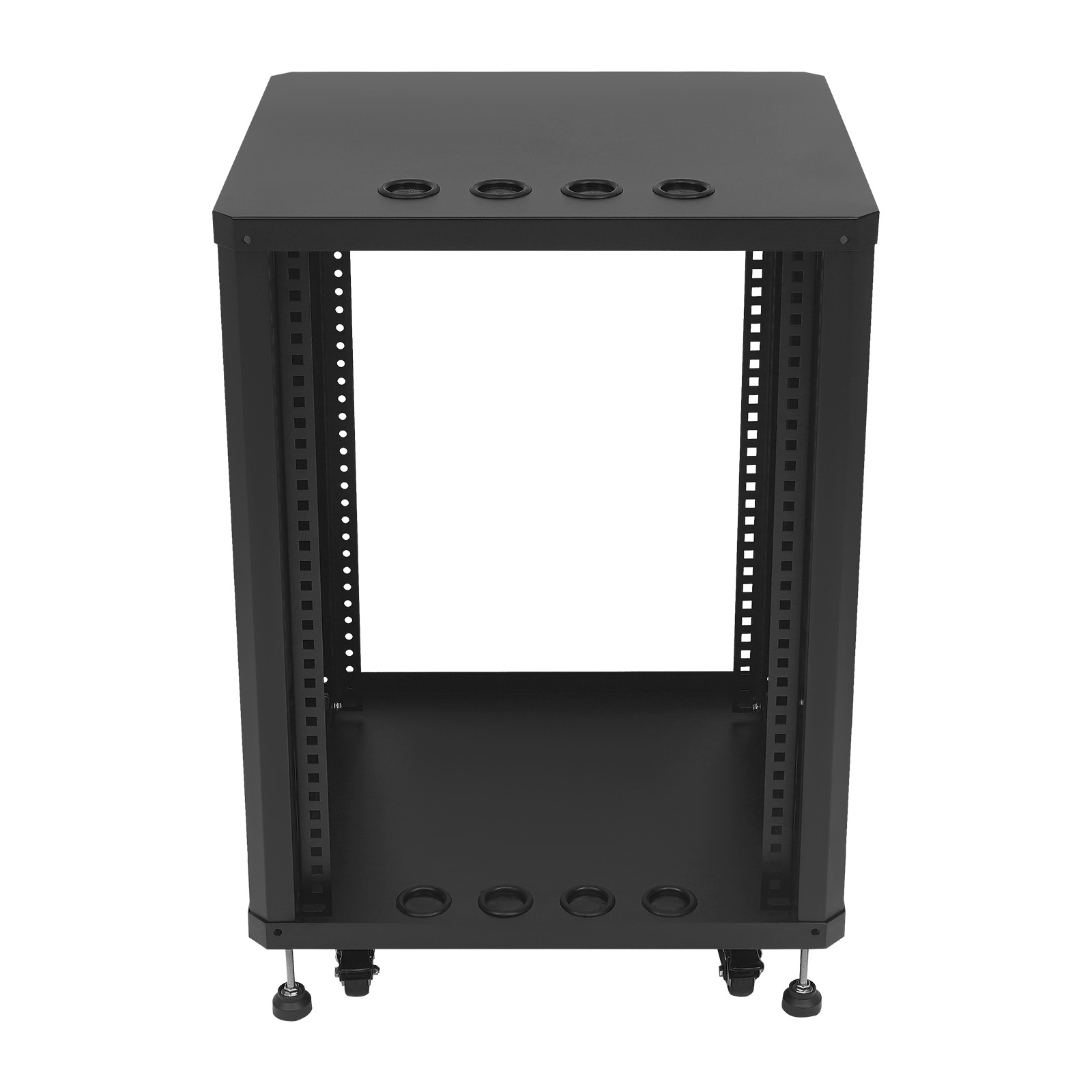 15U Audio Rack, Audio Rack with Feet & Wheels, Rolling Studio Rack Case