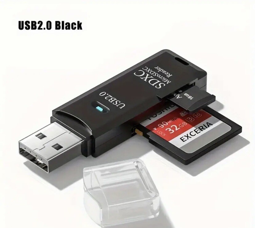 SD XC Micro Card Reader USB to SD Micro SD TF Smart Memory Card Adapter (White)