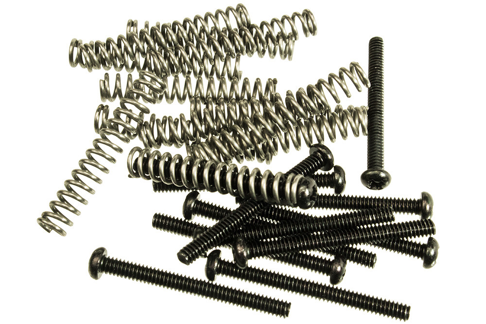 12 Pack of Humbucker Pickup Mounting Screws With Springs Black Finish